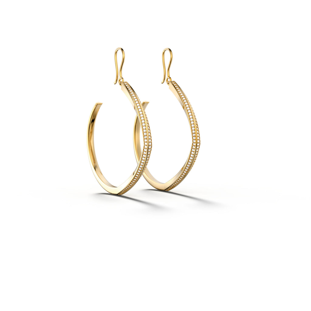Eden - Large Yellow Gold Hoop Earring With Diamonds