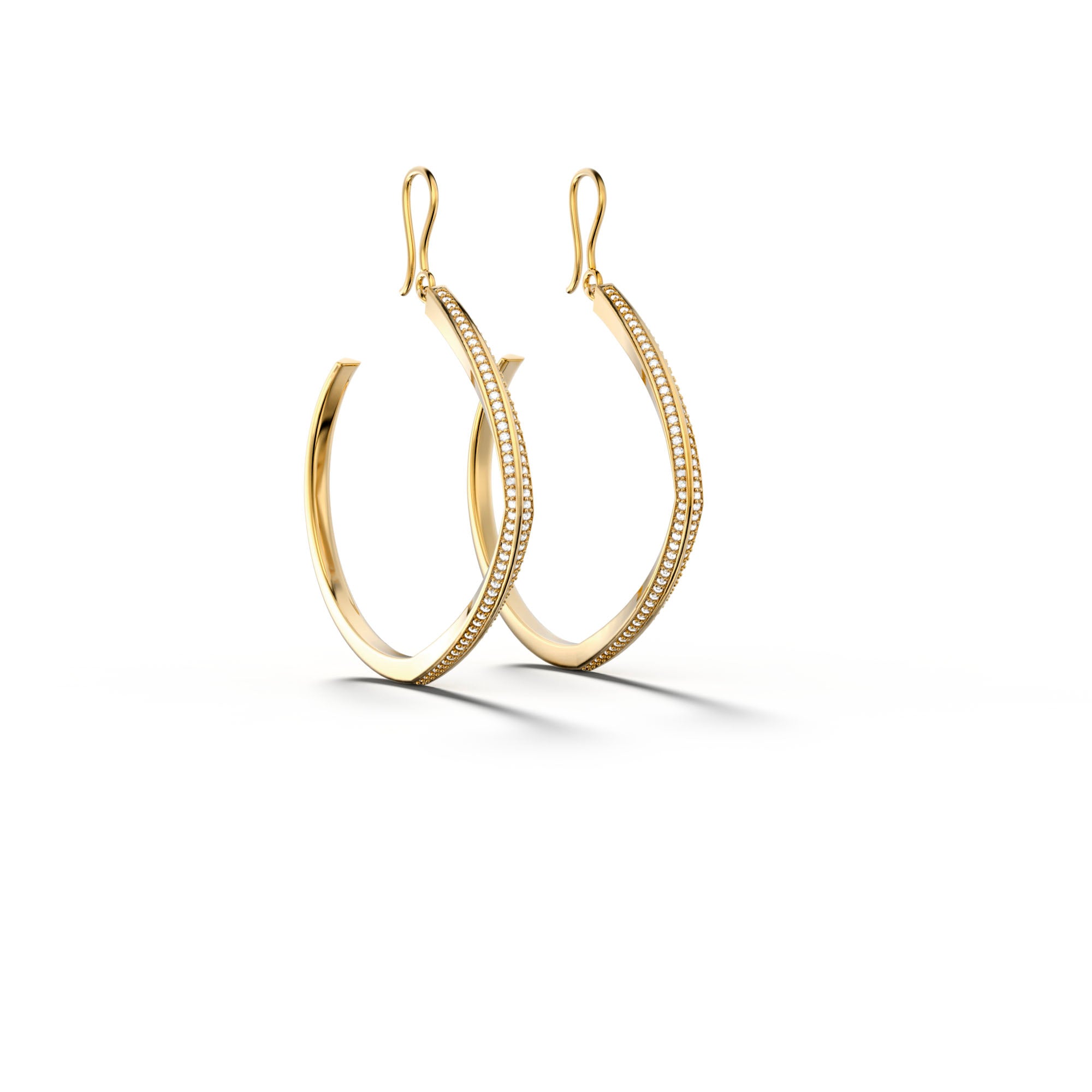 Eden - Large Yellow Gold Hoop Earring With Diamonds - Csilla Jewelry
