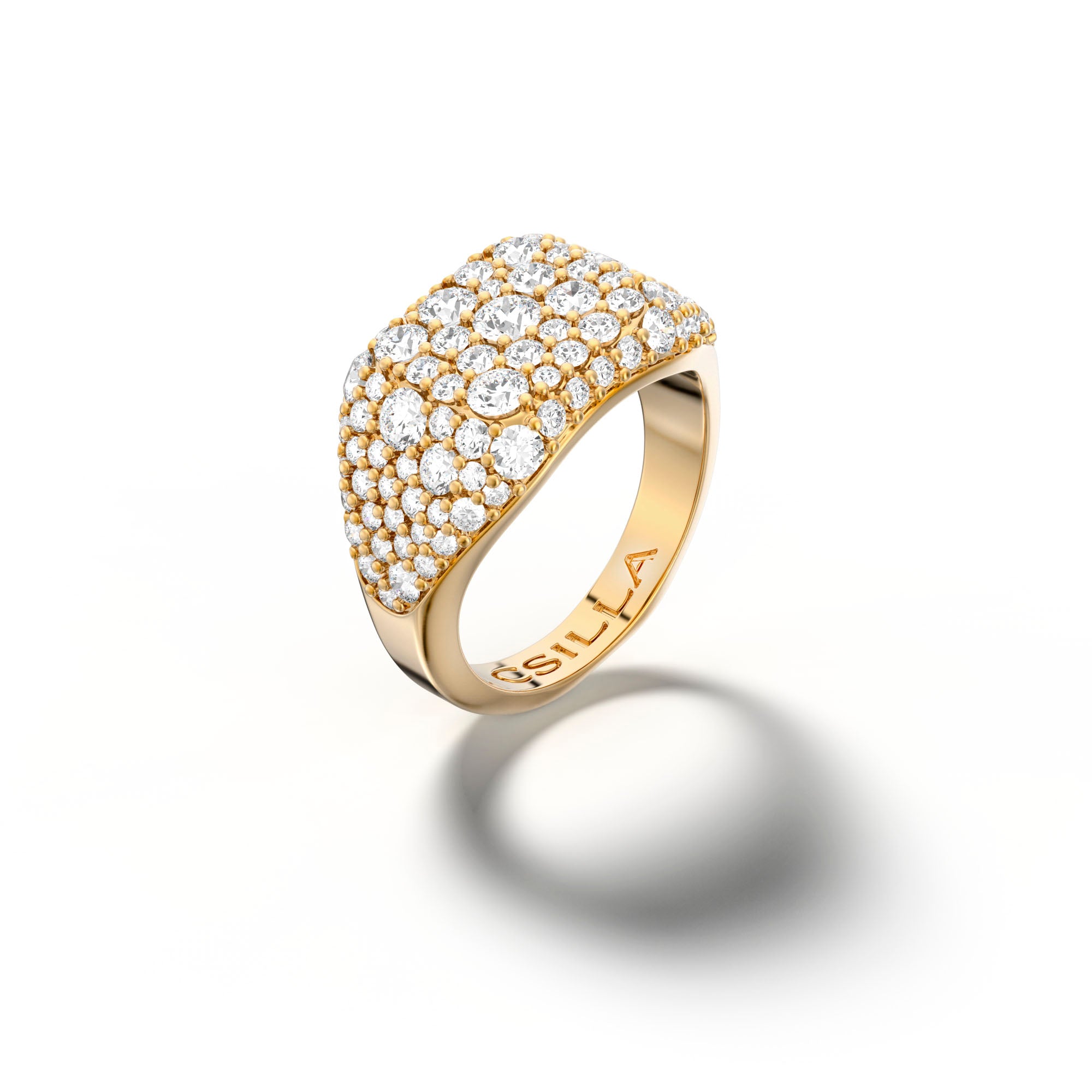 Casino Royale - Yellow Gold Diamond Pinky Ring - Csilla Jewelry