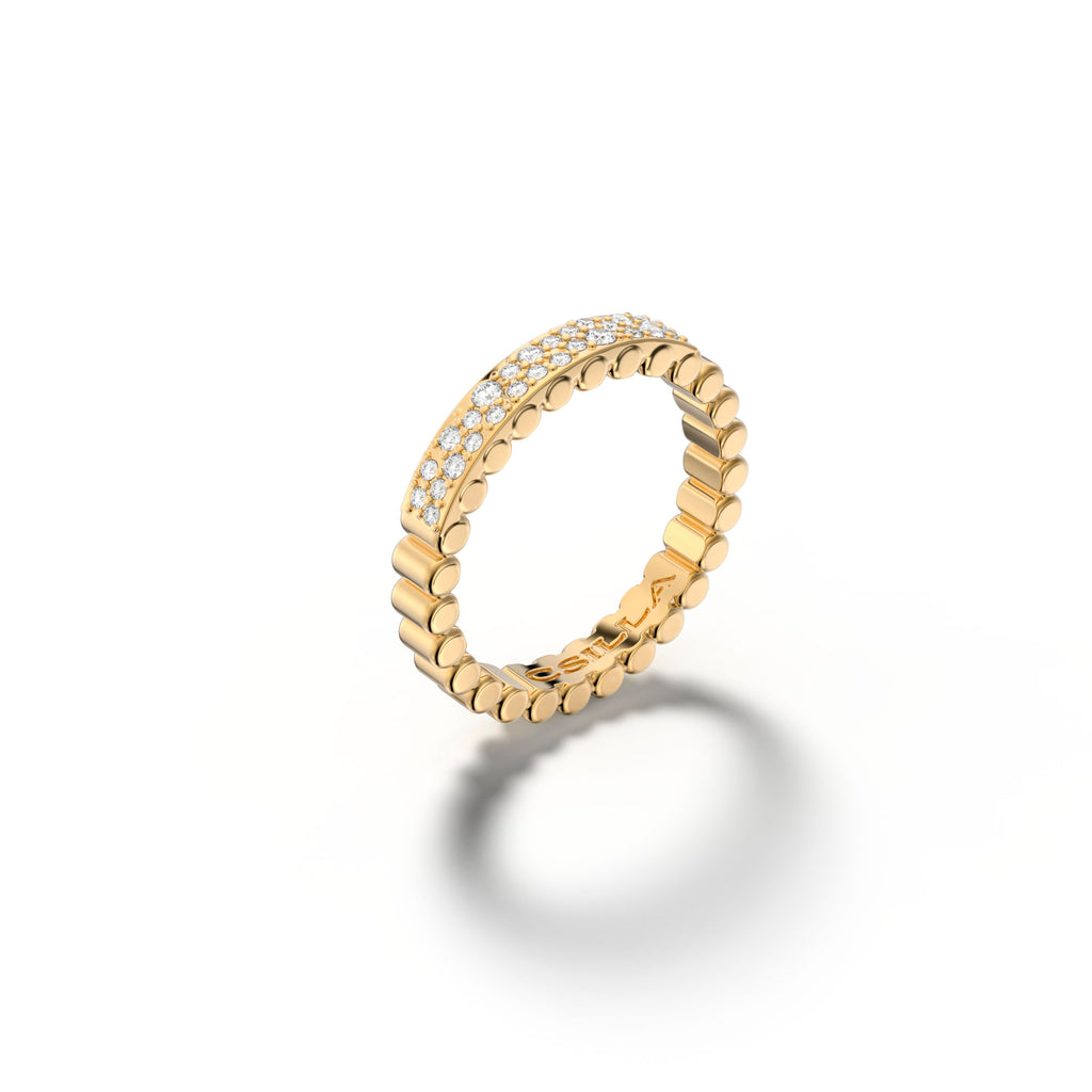 Casino Cyl - Yellow Gold Ring with Diamonds