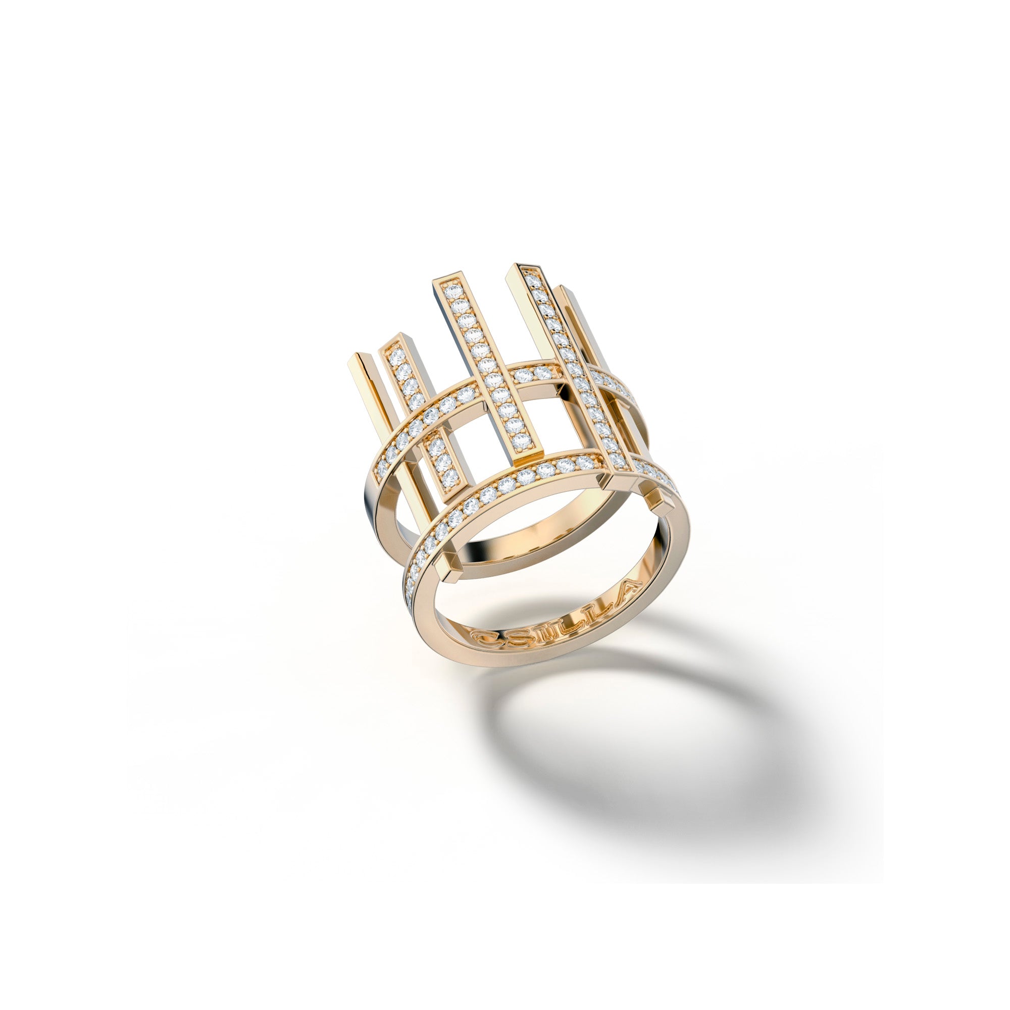 Gaea - Yellow Gold Ring With Diamonds Large