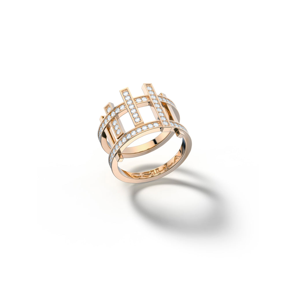 Gaea Yellow Gold Ring With Diamonds Mid