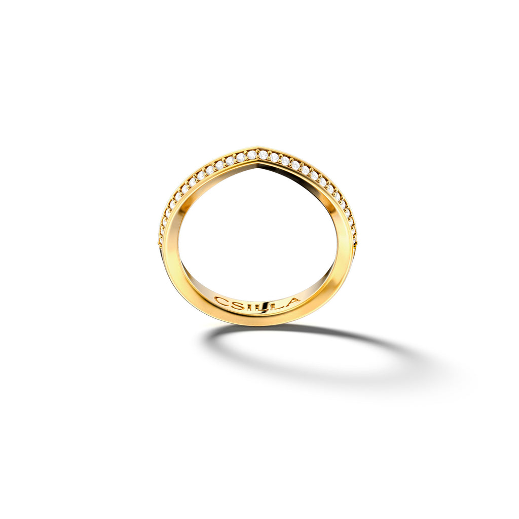 Eden - Thin 18k Yellow Gold Diamond Ring