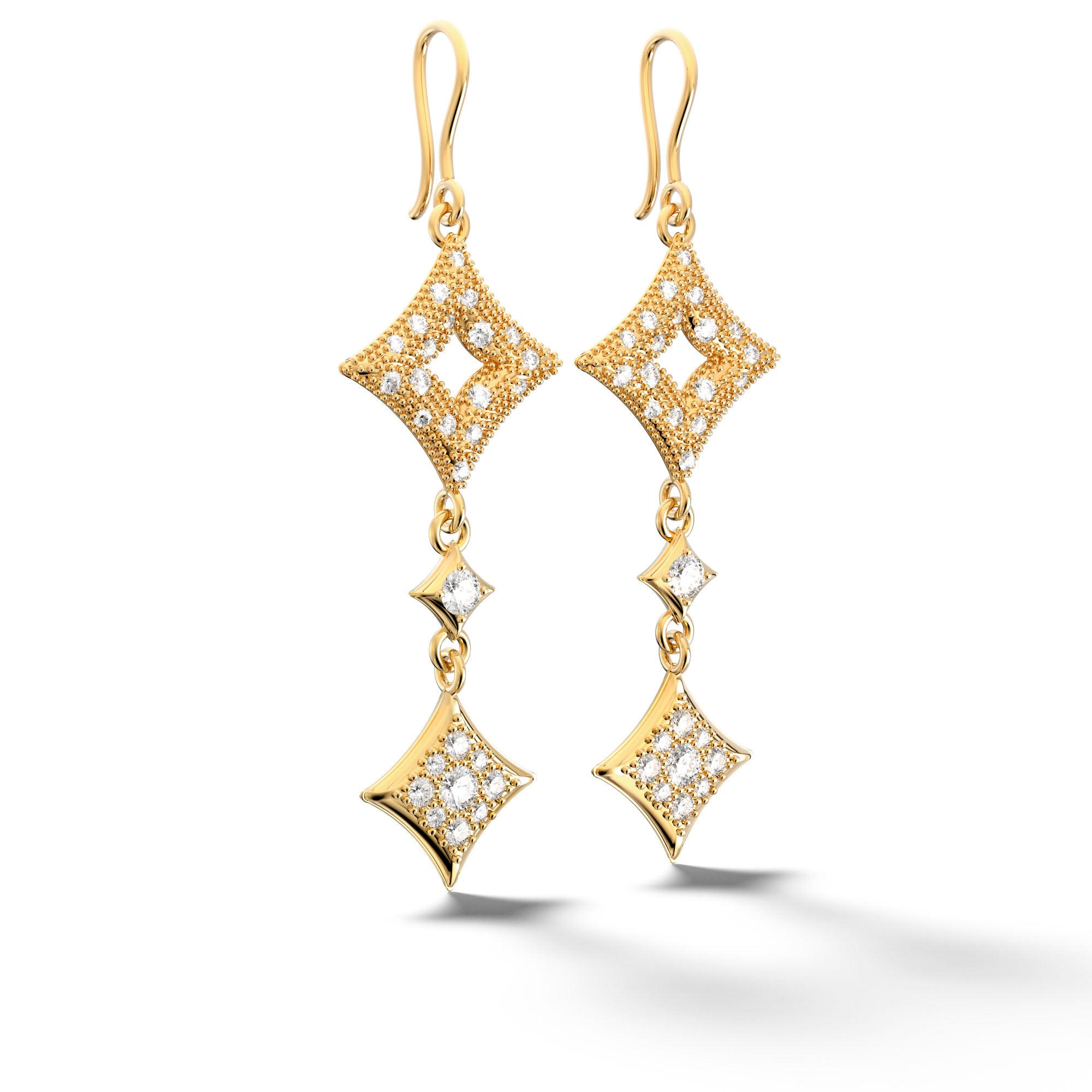 Csillag Orionis - White Gold Diamond Earring Long - Csilla Jewelry