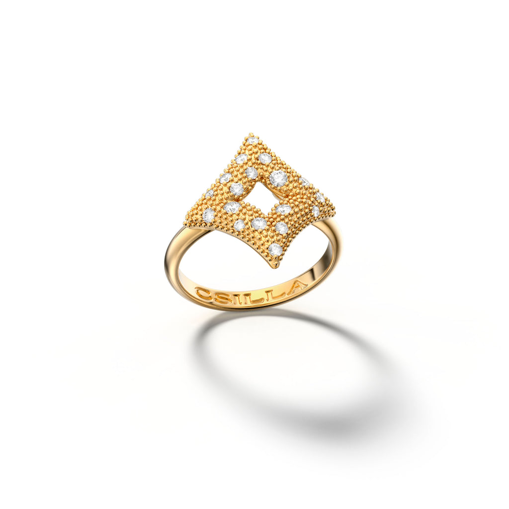 Csillag Sirius - Yellow Gold Diamond Ring